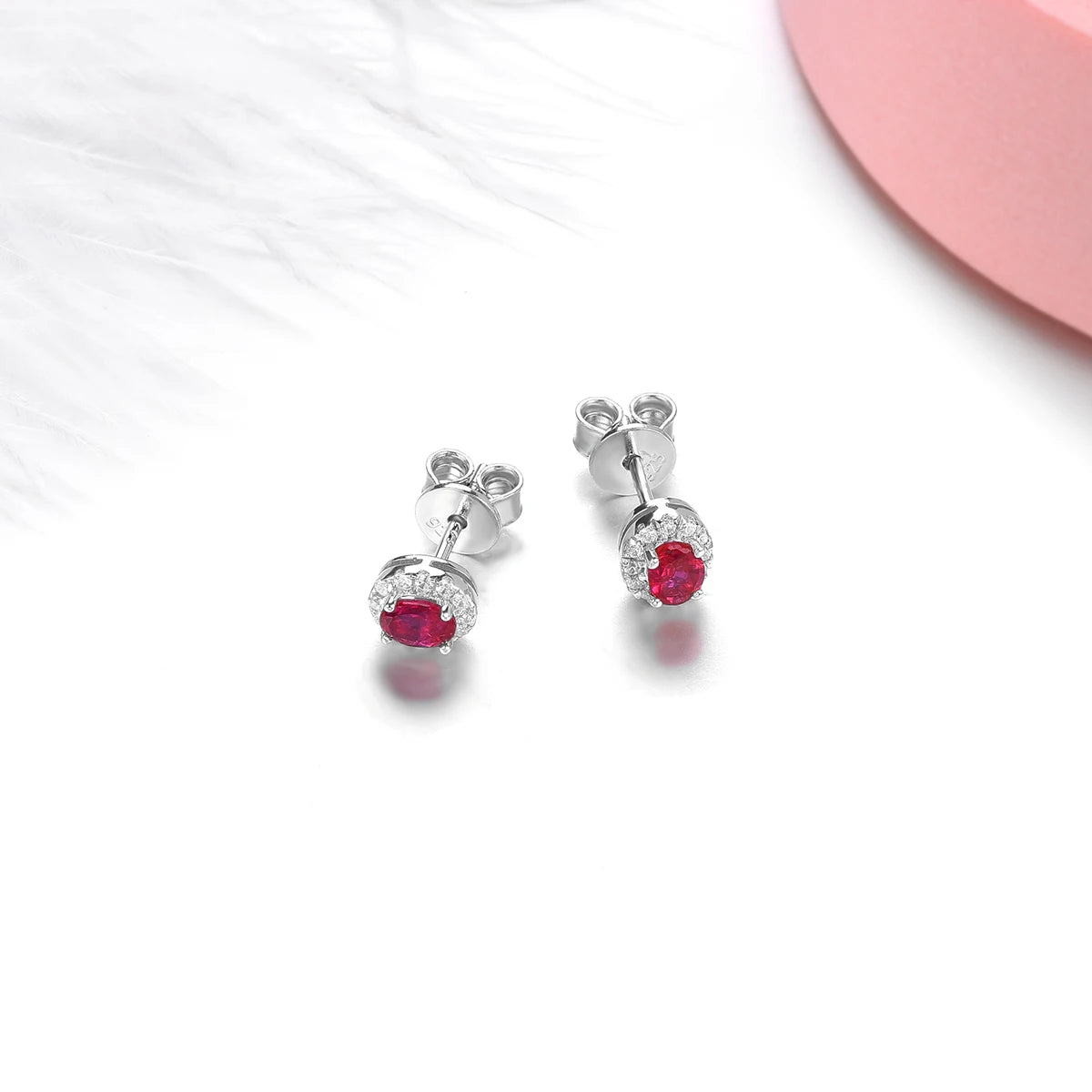 Natural Ruby Gemstone Sterling Silver Stud Earrings 0.5 Carats Genuine Precious Stone Women Romantic Elegant S925 Jewelrys