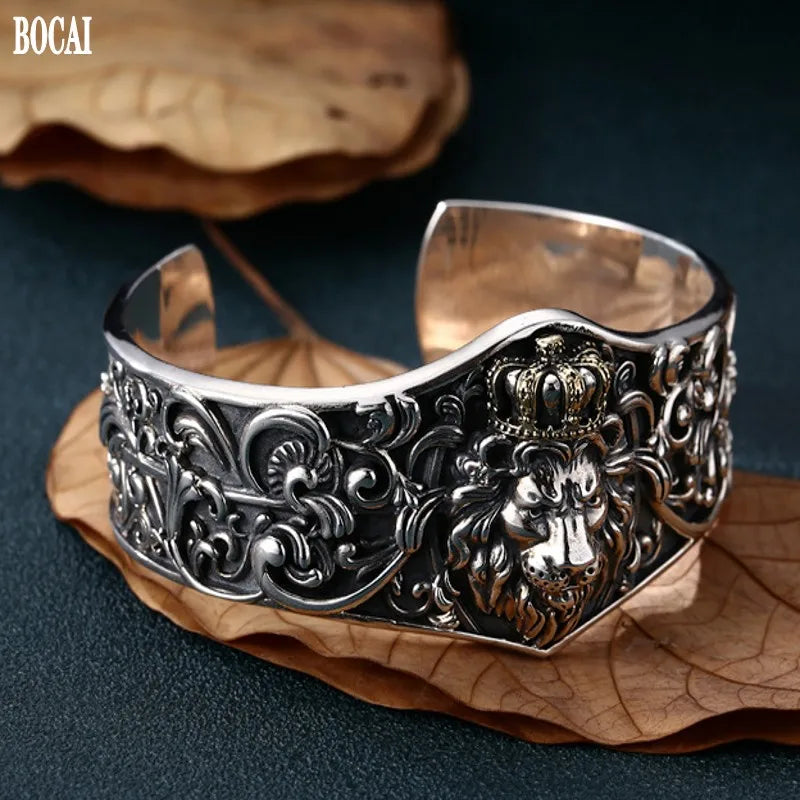 Silver Jewelry Wide Version Crown Bracelet