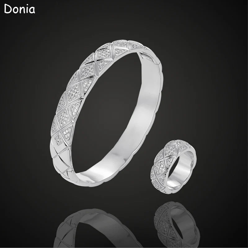 Donia jewelry fashion mesh micro-inlaid AAA zircon large bracelet set creative opening ladies bracelet set