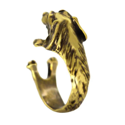 Dog Rings Antique Bronze Black Realistic