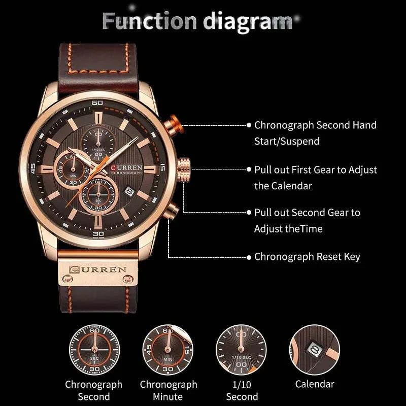 curren fashion date quartz men watch