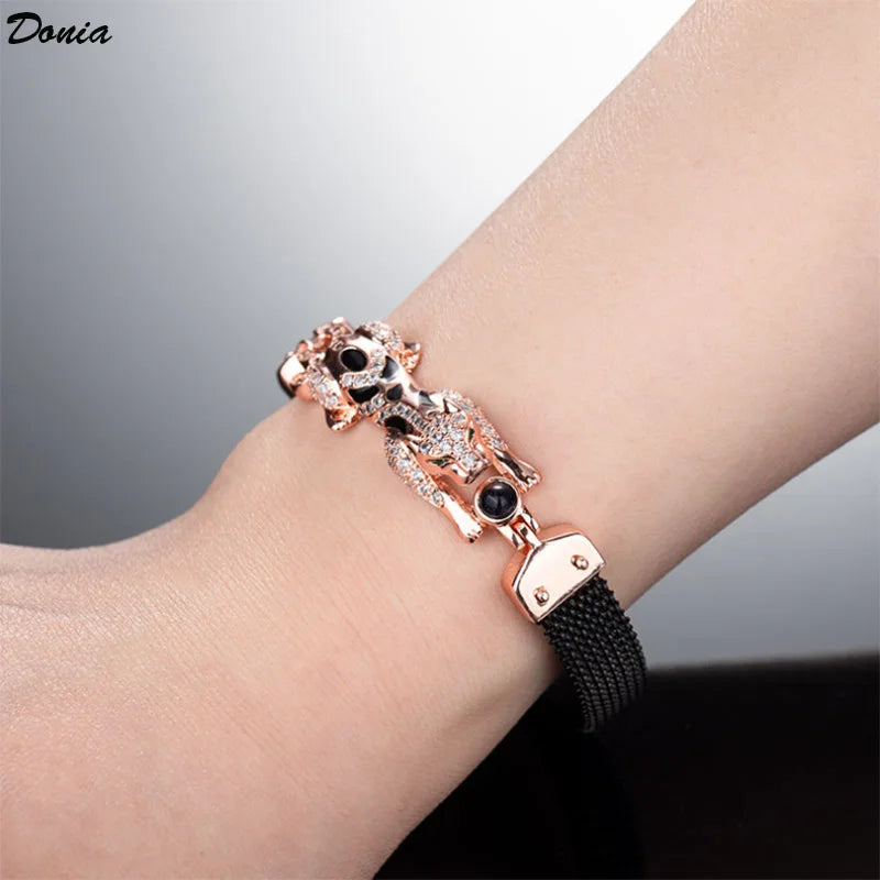 Donia Jewelry European and American luxury leopard bracelet copper micro-inlaid AAA zircon spring bracelet ladies jewelry gift