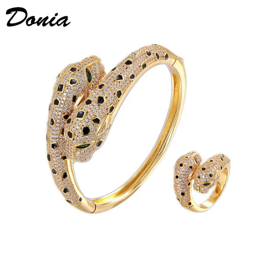 Donia jewelry Fashion classic copper inlaid AAA zircon bracelet rings for men and women couples animal jewelry sets