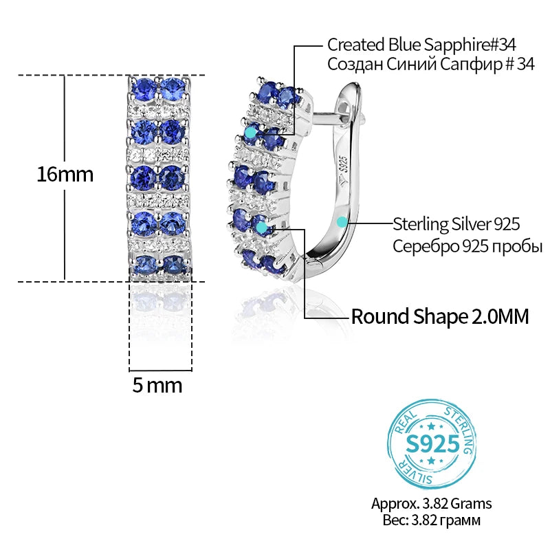 Created Blue Sapphire Earrings For Women Girl.