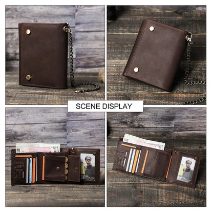 Men Wallets Genuine Leather Short Card.