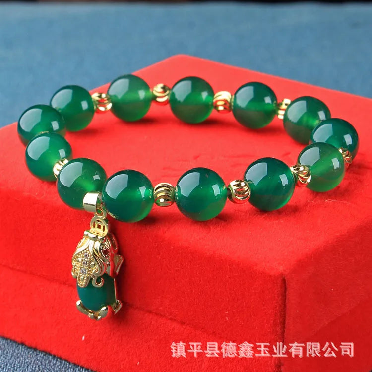 Genuine Natural Green Jade Lucky Bracelet Women.