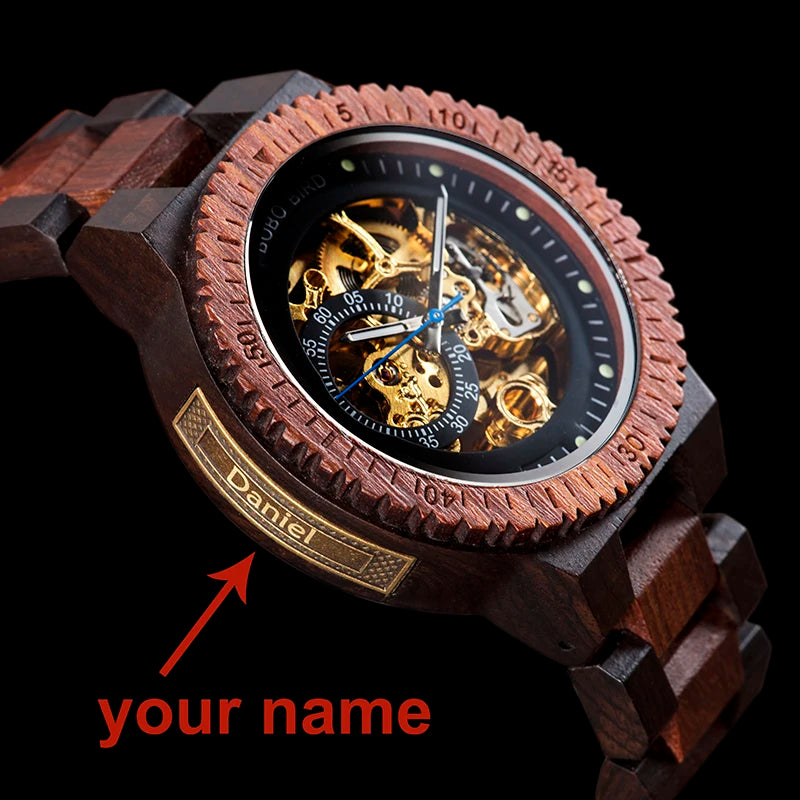 Personalized Watch Men BOBO BIRD Wood Automatic .