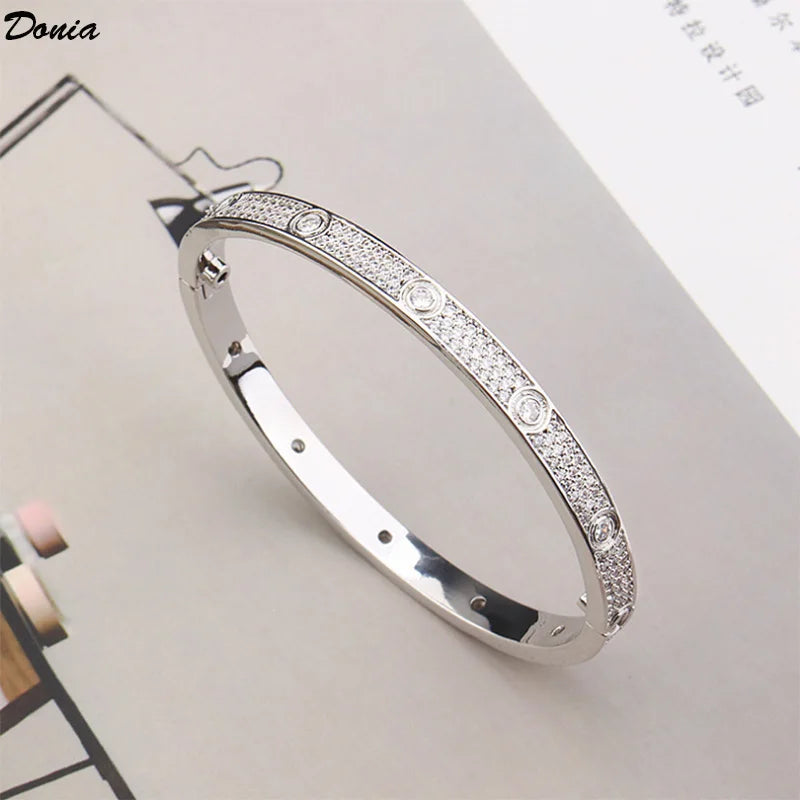 Donia Jewelry European and American Fashion All Over The Sky Titanium Steel Micro-Inlaid AAA Zircon Luxury Retro Bracelet