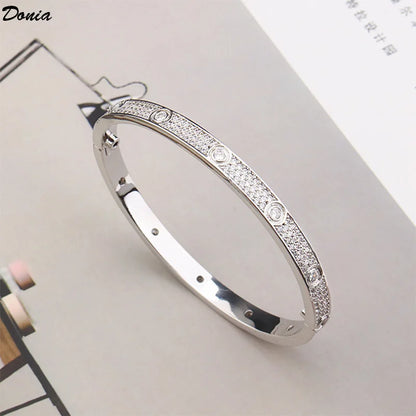 Donia Jewelry European and American Fashion All Over The Sky Titanium Steel Micro-Inlaid AAA Zircon Luxury Retro Bracelet