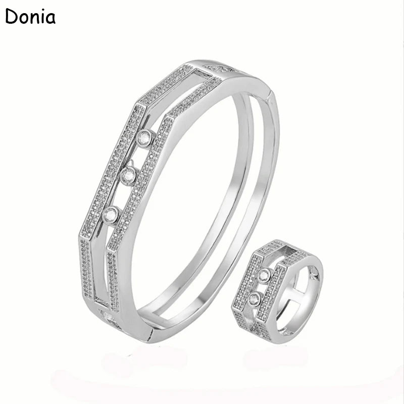 Donia jewelry fashion middle sliding micro-inlaid AAA zircon bracelet set creative opening ladies bracelet set