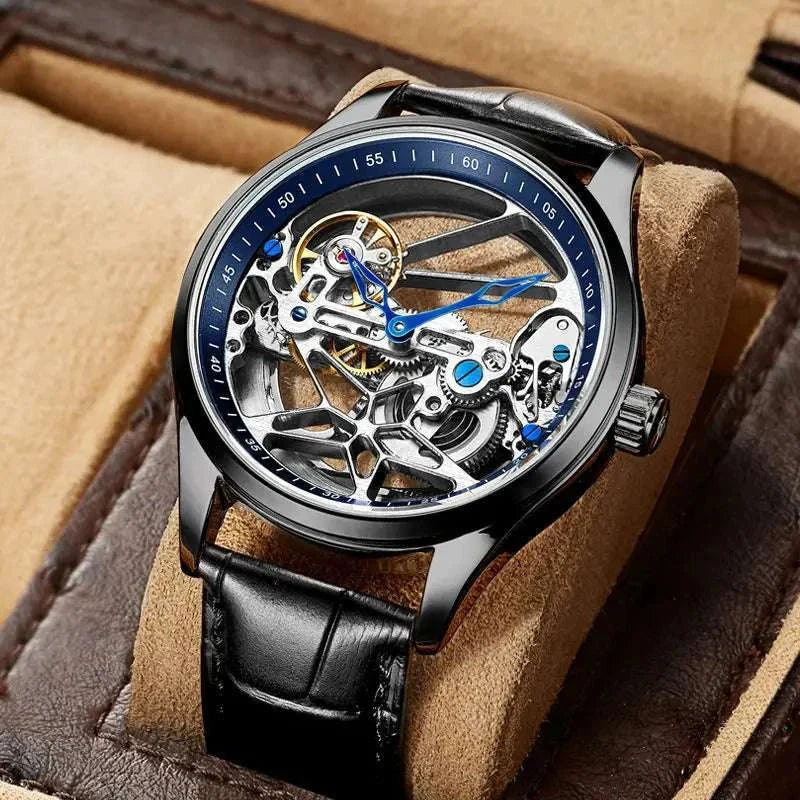 Hollow out Tourbillon Automatic MAN WATCH limited edition Mechanical Watches Fashion Belt and steel band Men&