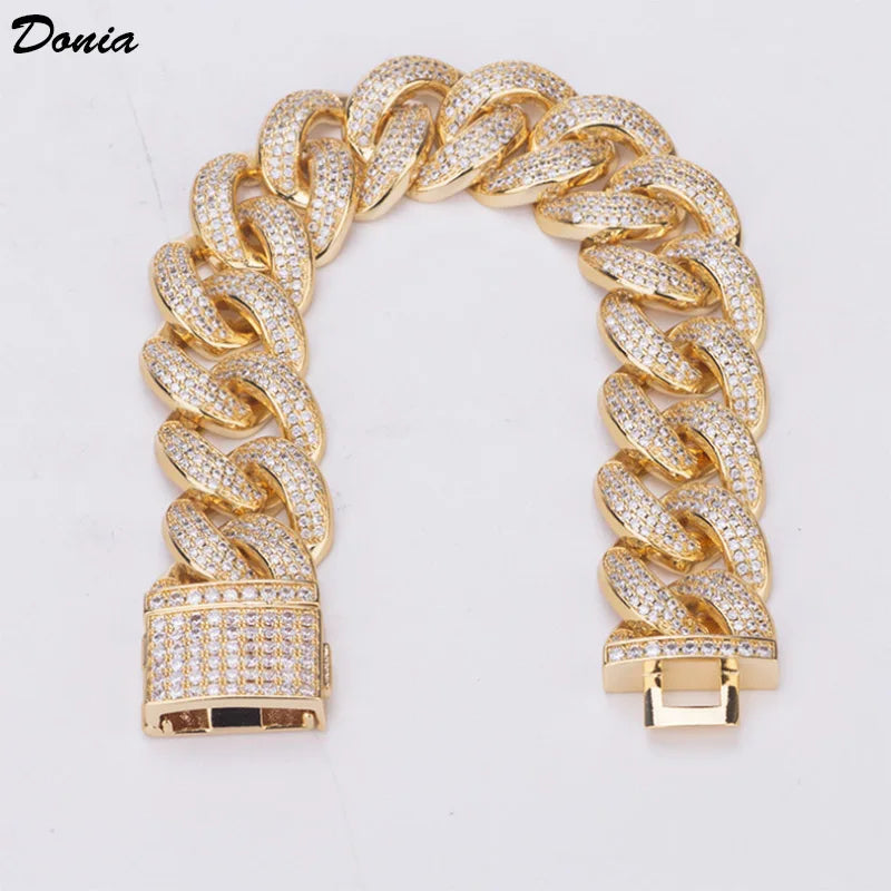 Donia Jewelry Fashion Hot Sale Europe and America Hiphop Hip Hop Bracelet Micro Inlaid AAA Zircon Men's Bracelet Cuban Chain