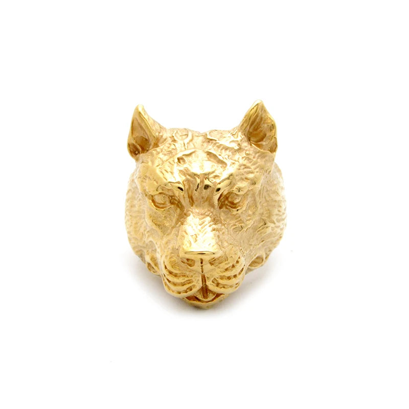 Punk Golden Plated Pit Bulldog Dog Rings.