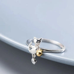 New Shiny Zircon Lovely Cat Finger Ring.