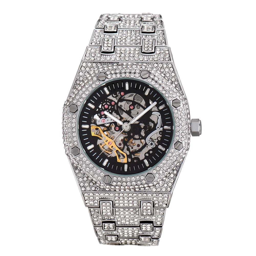 Iced Out AAA Diamond Watch Men Luminous Gear.