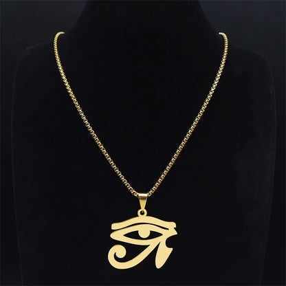 Stainless Steel Egyptian Eyes Chain Necklaces Men Statement Mythology Eye of Ra Horus Symbol Necklace Jewelry bijoux femme N4540