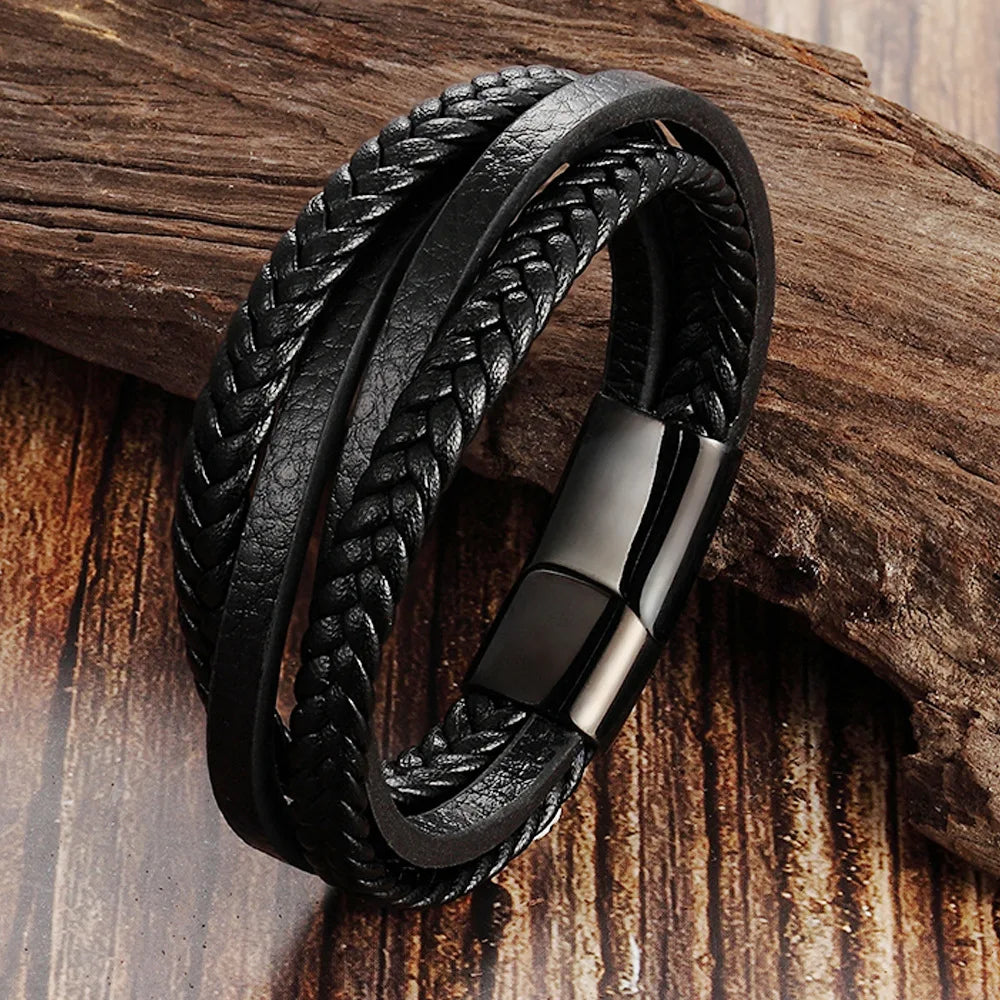 Fashion Simple Design Multilayer Leather Rope Hand Woven.