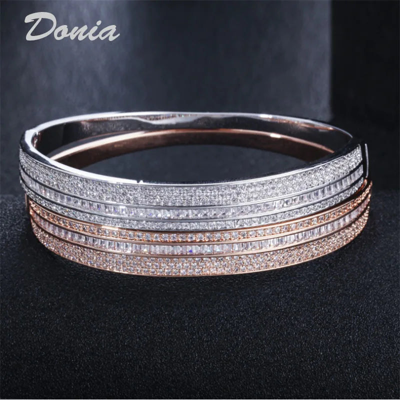 Donia jewelry Fashion Women's Two-Color Bracelet Micro-Inlay AAA Zircon Jewelry Bracelet Wedding Accessories African Jewelry