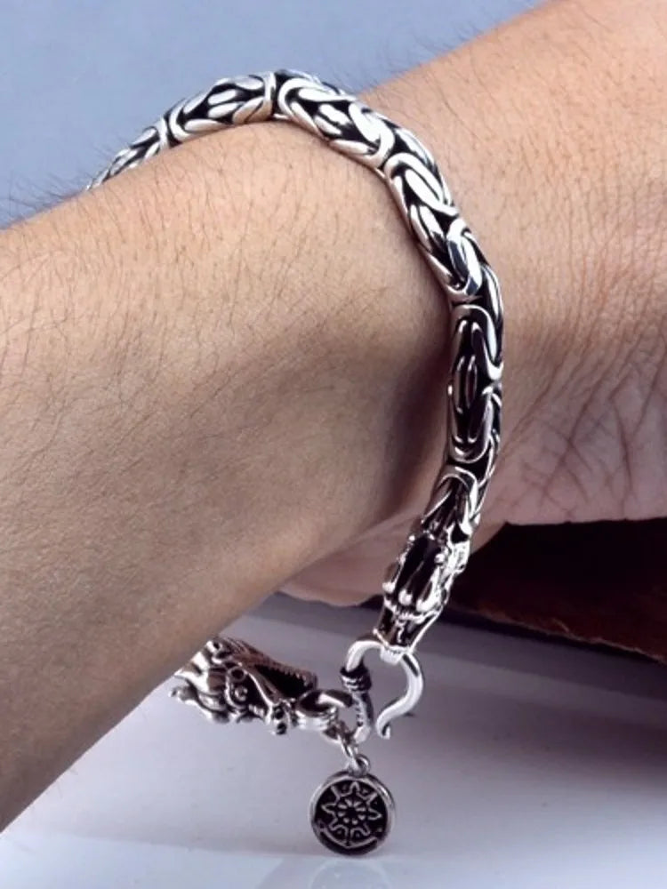 Pure Silver Bracelet for Men's Handmade Jewelry.