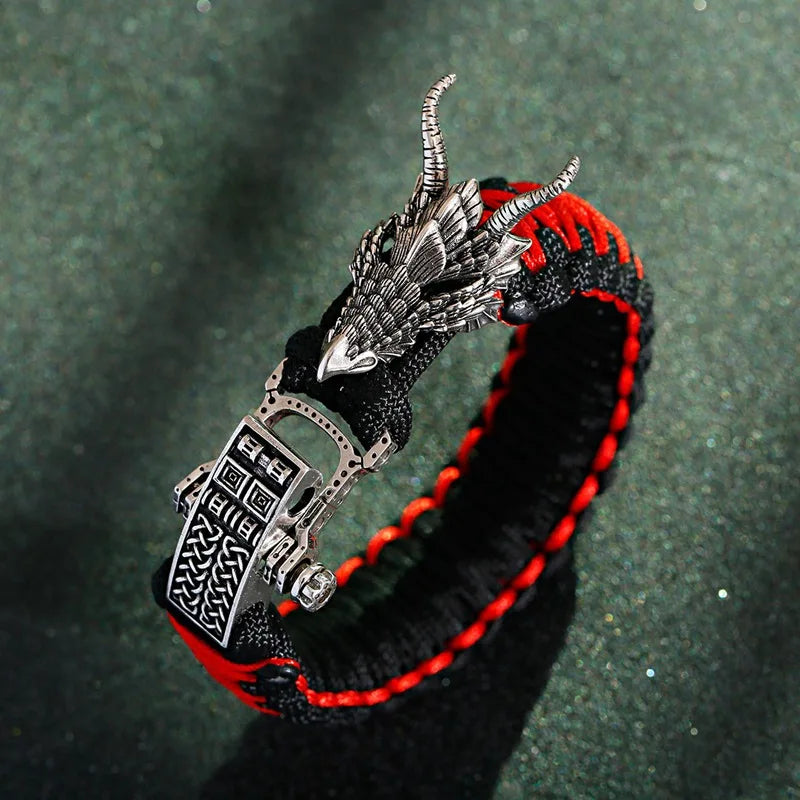 Charm Silver Color Dragon Braided Paracord.