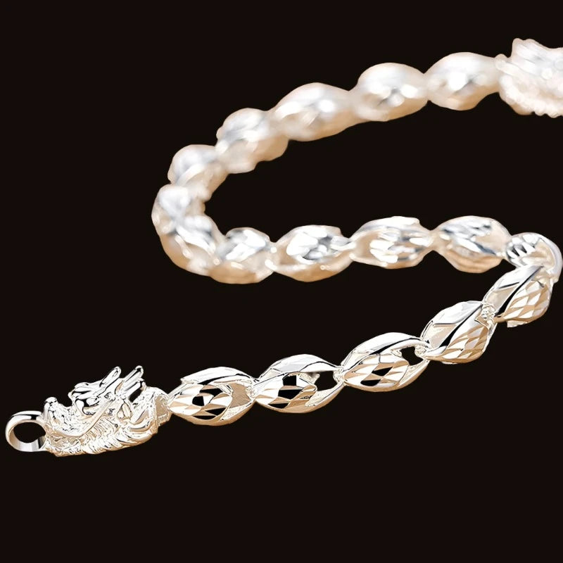 Silver Dragon Bracelet Chain For Men.