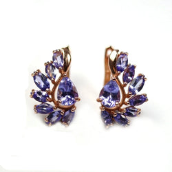 100% natural Tanzanite gemstone clasp earring.