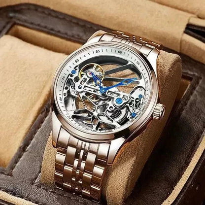 Hollow out Tourbillon Automatic MAN WATCH limited edition Mechanical Watches Fashion Belt and steel band Men&