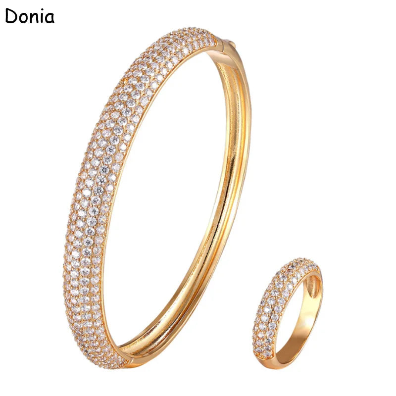 Donia jewelry fashion stone arched five-row micro-inlaid AAA zircon bracelet set creative opening ladies bracelet set