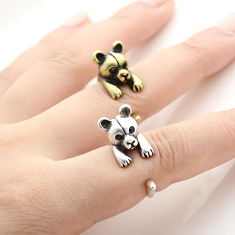 Retro Cute Dinosaur&Rhino&Leopard&Lion Rings For Women Girls Party Gift Boho Vintage Adjustable Animals Anillos Men Anel Jewelry