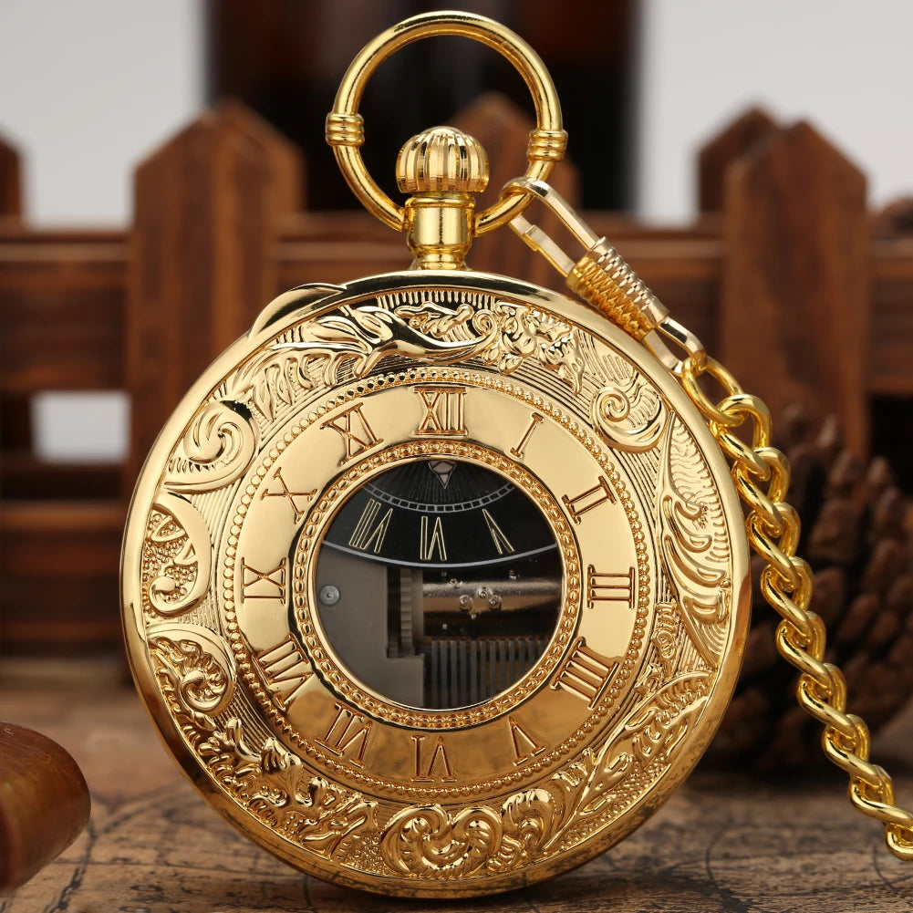 Musical Pocket Watch Roman Numerals Display.