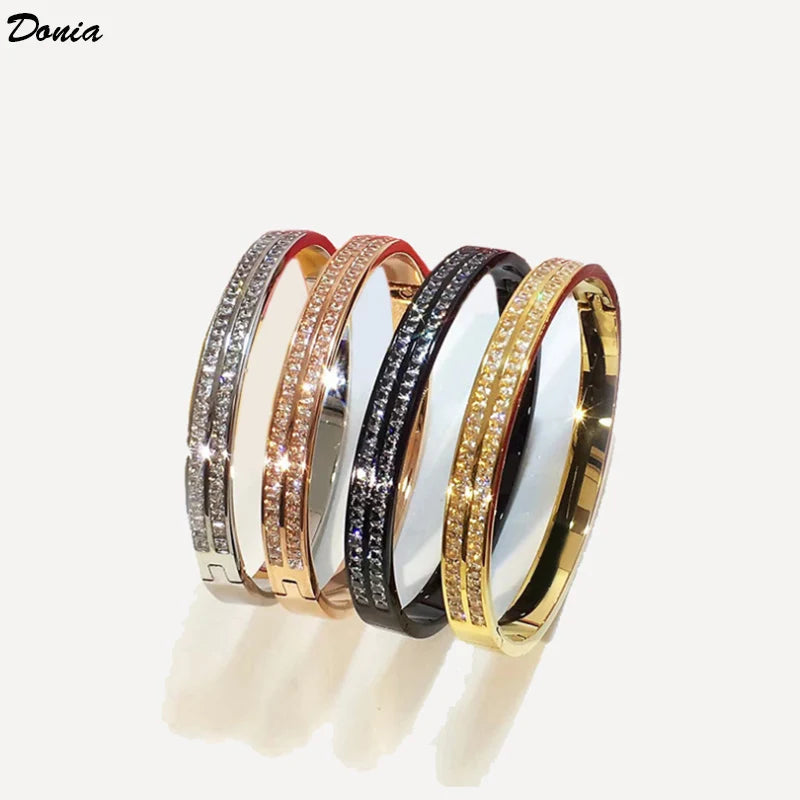 Donia Jewelry New fashion party bracelet copper inlaid AAA zircon bracelet ladies double row zircon party bracelet