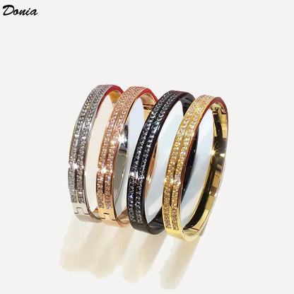 Donia Jewelry New fashion party bracelet copper inlaid AAA zircon bracelet ladies double row zircon party bracelet