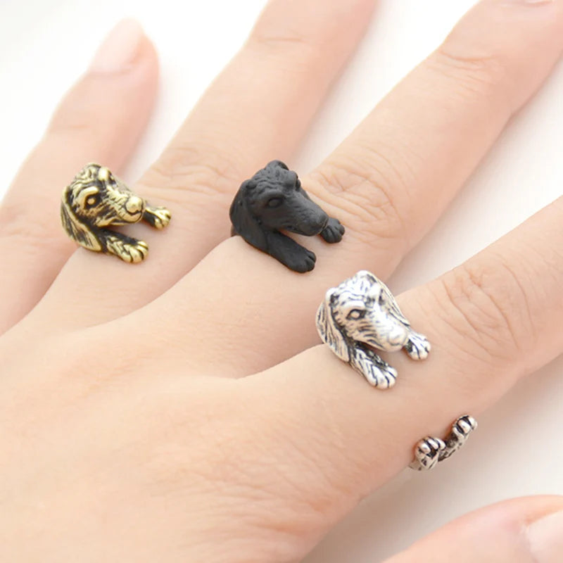 Retro Punk Dog Wedding Rings For Women