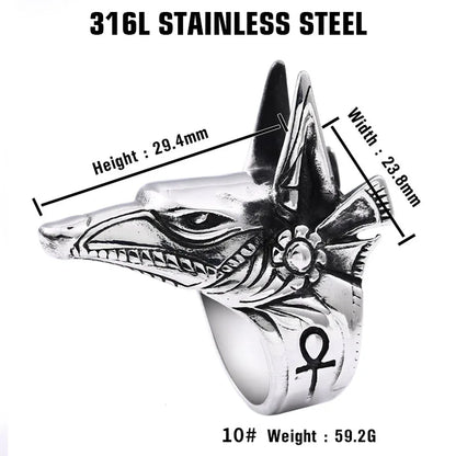 Stainless Steel Wolf Head Men Ring.