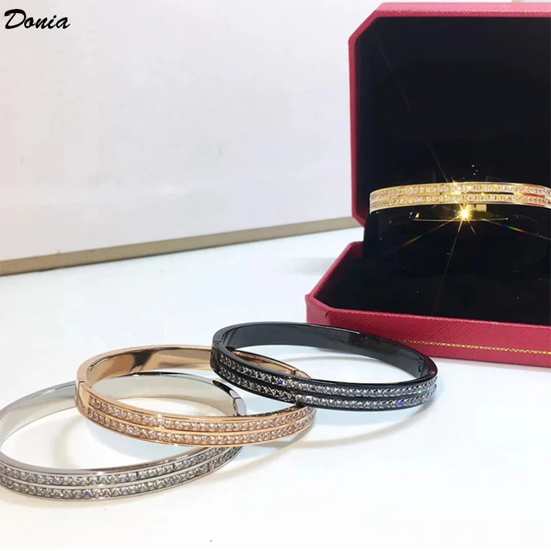 Donia Jewelry New fashion party bracelet copper inlaid AAA zircon bracelet ladies double row zircon party bracelet