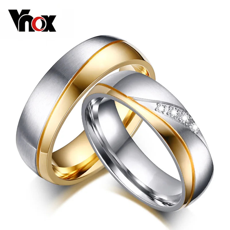 Rings For Women Man Wedding Gold Color.