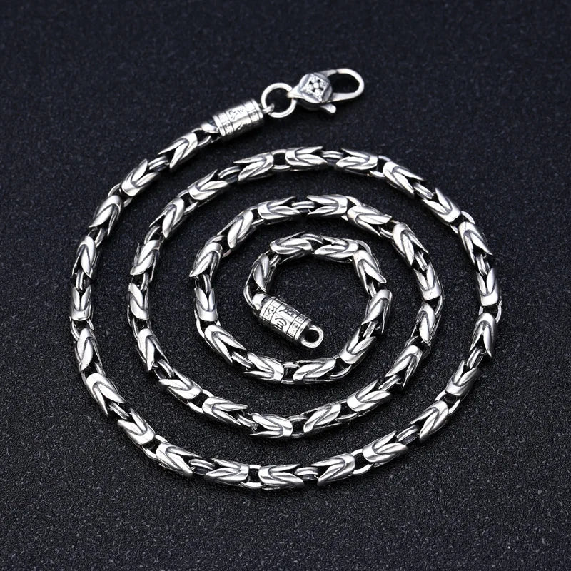 Pure S925 Silver Jewelry Retro Thick.