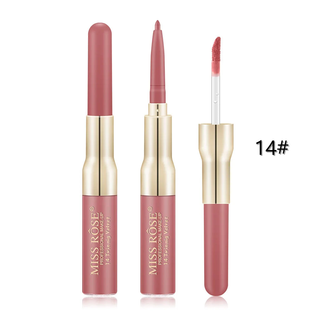 Double Head Lip Gloss Lipliner Pen Matte.