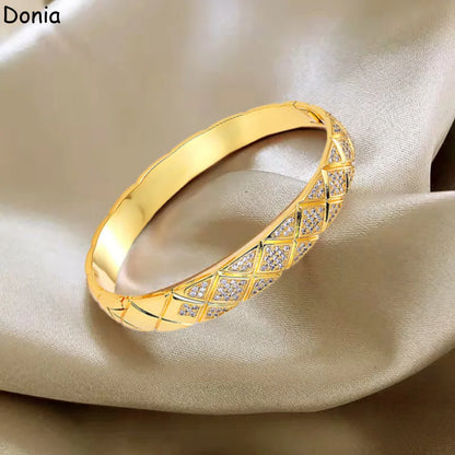 Donia jewelry fashion mesh micro-inlaid AAA zircon large bracelet set creative opening ladies bracelet set