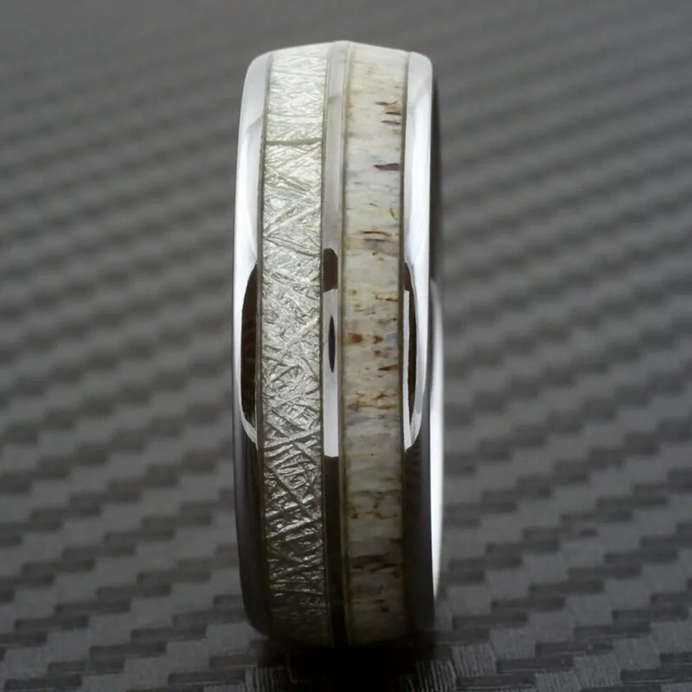 Fashion Silver Color Tungsten Steel Wood Grain.