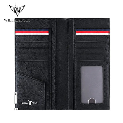 WILLIAMPOLO Luxury Brand Genuine Leather wallet For men card case Ultra-thin slim Multi-Card Long Wallet Purse card holder