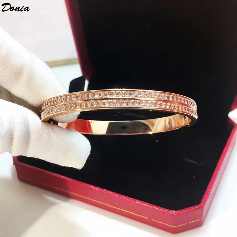 Donia Jewelry New fashion party bracelet copper inlaid AAA zircon bracelet ladies double row zircon party bracelet