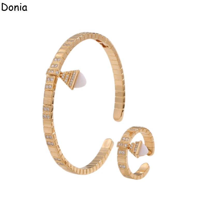 Donia jewelry European and American fashion copper micro-inlaid AAA zircon gemstone bracelet set creative luxury open ring set