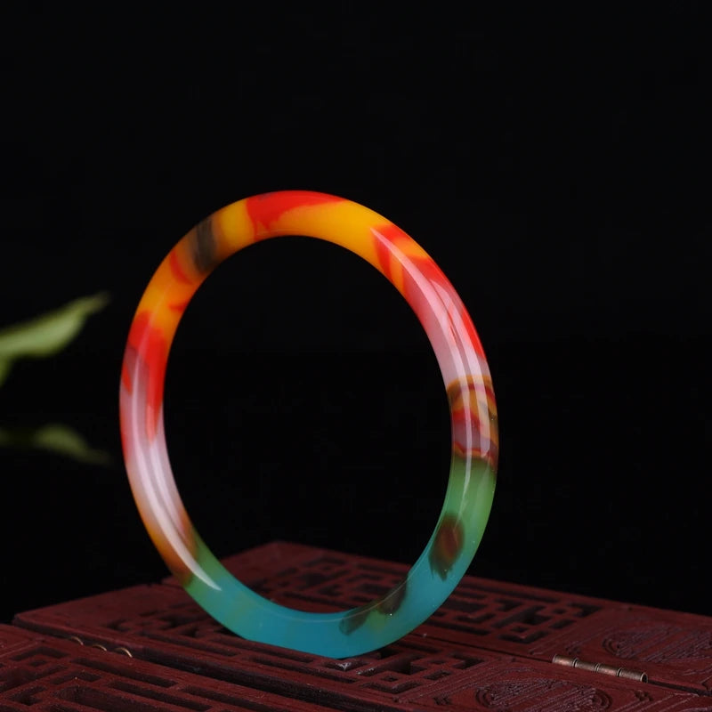 Genuine Natural Color Jade Bangle Bracelet.