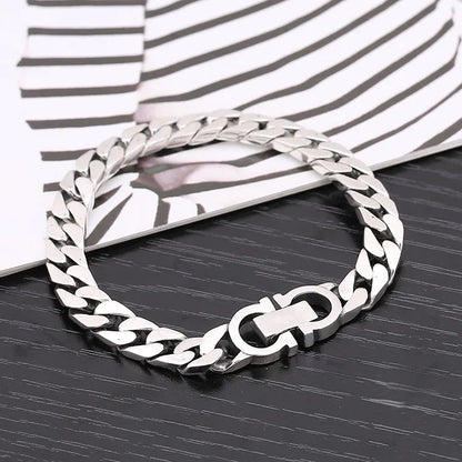 S925 pure silver Korean version of Thai silver men and women alphabet bracelets fashionable wild simple men bracelets