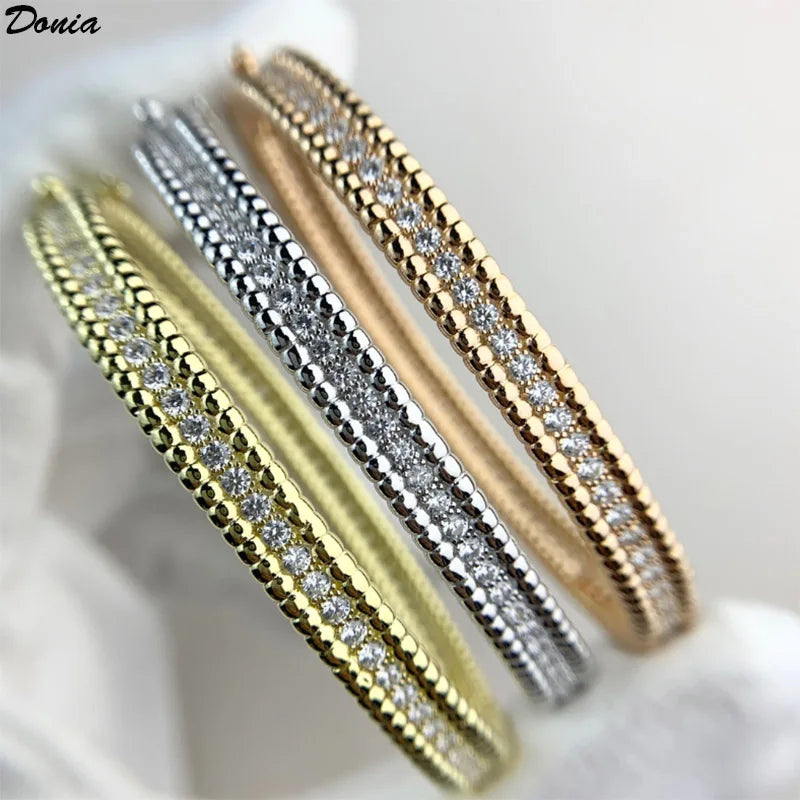 Donia Jewelry European and American fashion new copper micro-inlaid AAA zircon ball buckle bracelet tri-color luxury bracelet