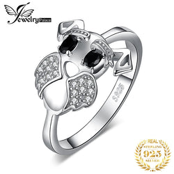 Dog Genuine Black Spinel Silver Ring