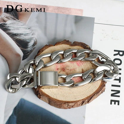 Edgy Cuban chain steel bracelet, unisex.