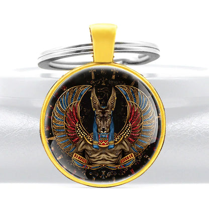 Ancient Egypt Anubis Glass Pendant Rings.