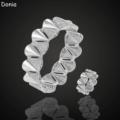 Donia jewelry fashion fan-shaped micro-inlaid AAA zircon bracelet set creative opening ladies bracelet set